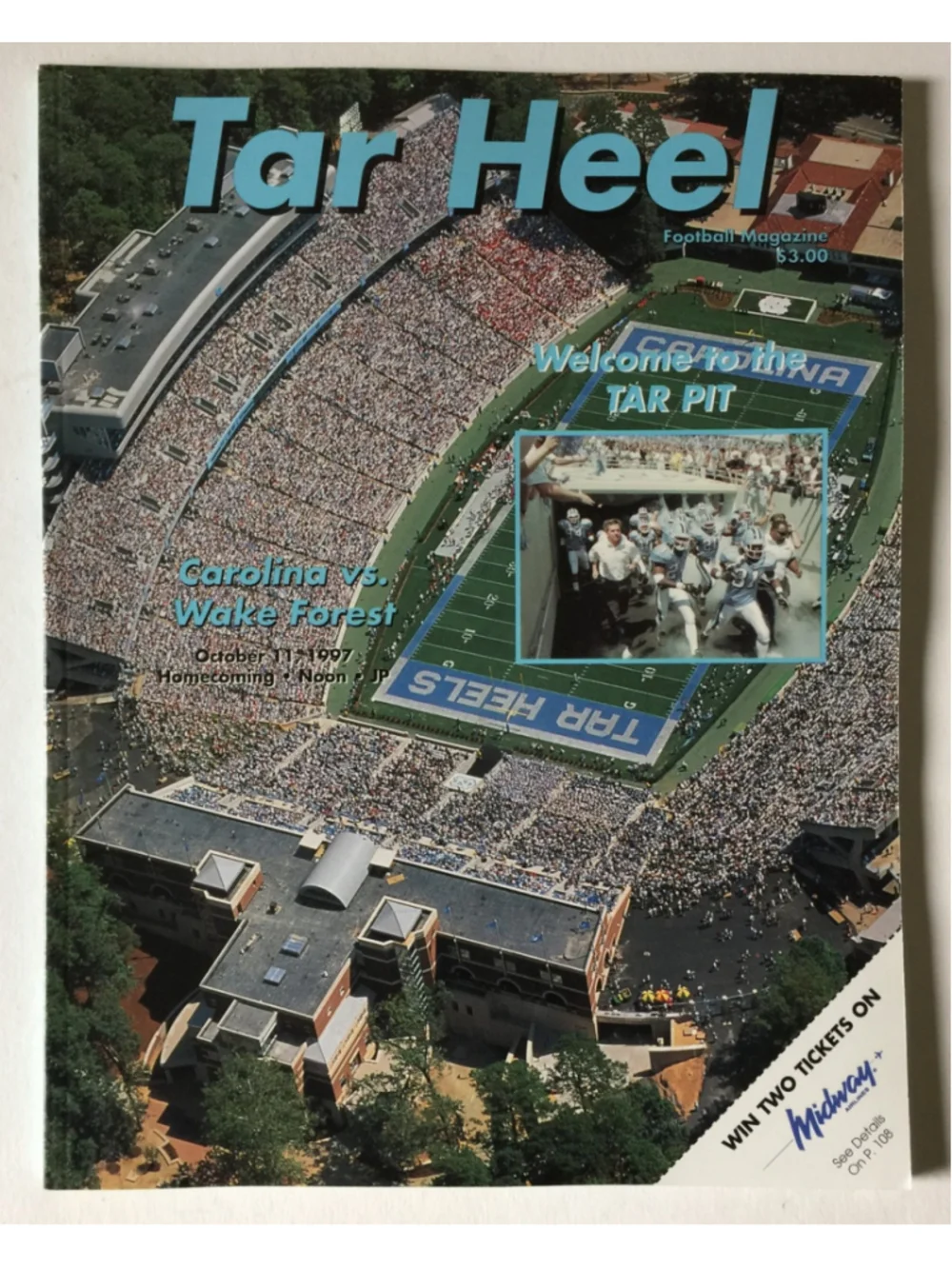 Oct 11 1997 Tar Hill Football Magazine, UNC Tar Heels, Carolina VS Wake Forest